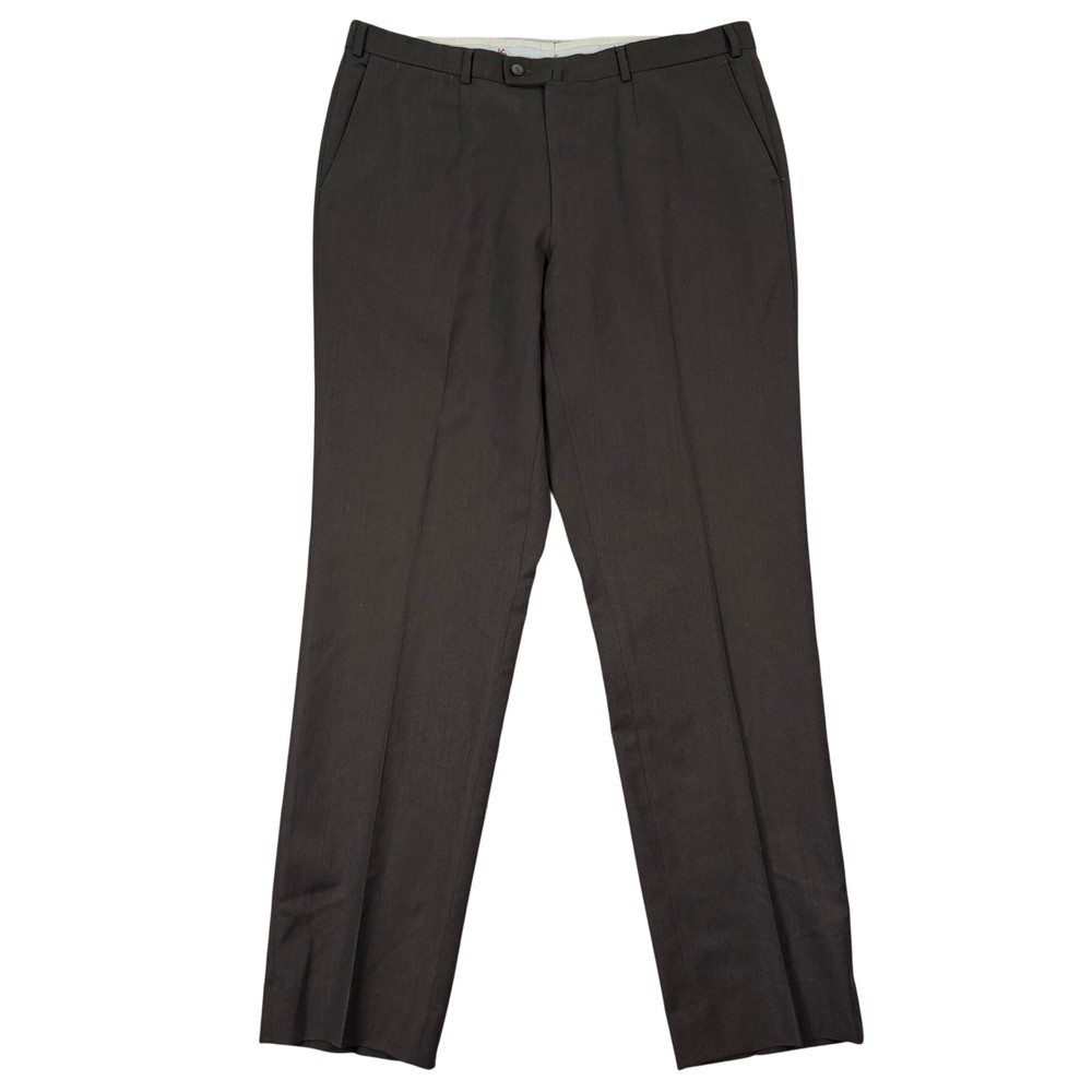 Isaia Mens 38x35 Tall Dress Pants Napoli Brown Wool Flat Front Italy Sartorial